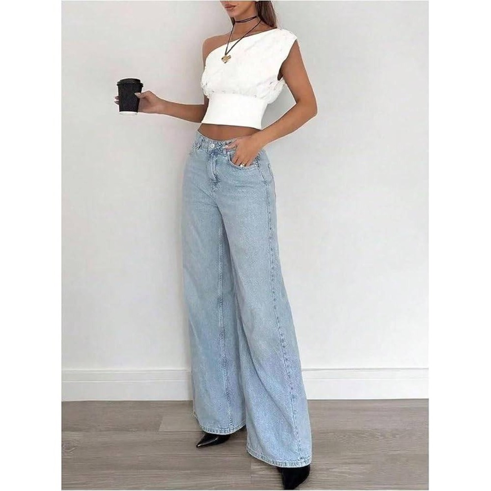 MSRP $25 Floerns Women's L‎ Elegant Off The Shoulder Cropped Top Dolman Sleeve